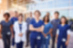 Team of healthcare workers with ID badge